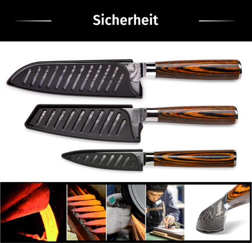 Schichten Damaststahl Küchenmesser Set LH Lifestyle Wolfblood Damast-Messer